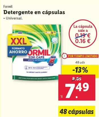 Oferta de Formil - Detergente En Capsulas por 7,49€ en Lidl