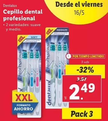 Oferta de Dentalux - Cepillo Dental Profesional por 2,49€ en Lidl