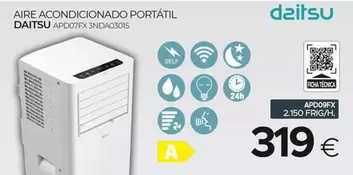 Oferta de Daitsu - Aire Acondicionado Portátil por 319€ en Tien 21