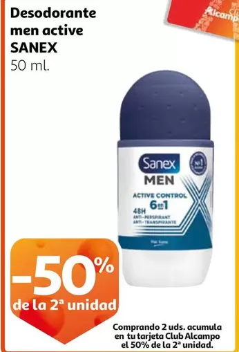 Oferta de Sanex - Desodorante Men Active en Alcampo