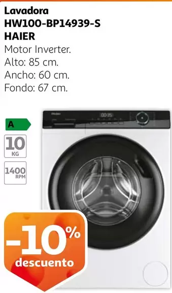 Oferta de Haier - Lavadora Hw100-bp14939-s en Alcampo