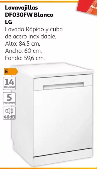 Oferta de LG - Lavavajillas Df030fw Blanco en Alcampo
