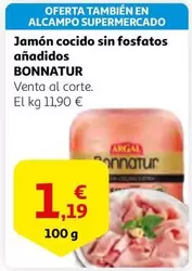 Oferta de Bonnatur - Jamon Cocido Sin Fosfatos Anadidos por 1,19€ en Alcampo