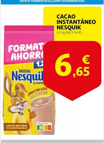 Oferta de Nestlé - Cacao Instantaneo Nesquik por 6,65€ en Alcampo