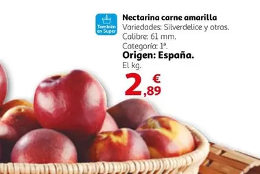 Oferta de Origen - Nectarina Carne Amarilla por 2,89€ en Alcampo