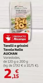 Oferta de Auchan - Taralli O Grissini Tavola Italia por 2,15€ en Alcampo