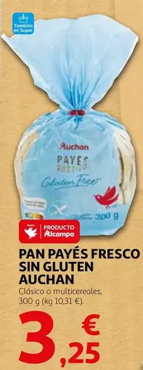 Oferta de Auchan - Pan Payés Fresco Sin Gluten por 3,25€ en Alcampo
