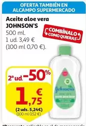Oferta de Johnson's - Aceite Aloe Vera por 3,49€ en Alcampo