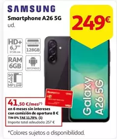 Oferta de Samsung - Smartphone A26 5g por 249€ en Alcampo