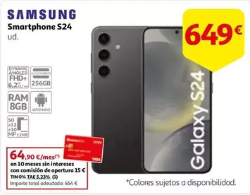Oferta de Samsung - Smartphone S24 por 649€ en Alcampo