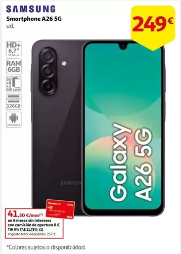 Oferta de Samsung - Smartphone A26 5g por 249€ en Alcampo