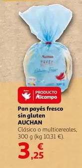 Oferta de Auchan - Pan Payés Fresco Sin Gluten por 3,25€ en Alcampo