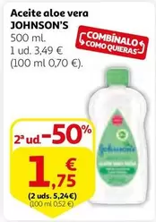 Oferta de Johnson's - Aceite Aloe Vera por 3,49€ en Alcampo