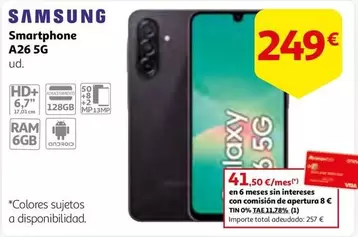 Oferta de Samsung - Smartphone A26 5g por 249€ en Alcampo