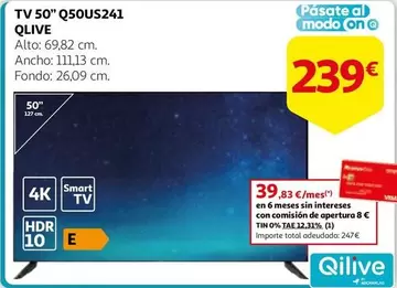 Oferta de Qlive - Tv 50" Q50us241 por 239€ en Alcampo