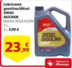 Oferta de Auchan - Lubricante Gasolina/diesel 5w40 por 23,99€ en Alcampo