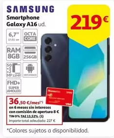 Oferta de Samsung - Smartphone Galaxy A16 por 219€ en Alcampo