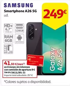 Oferta de Samsung - Smartphone A26 5g por 249€ en Alcampo