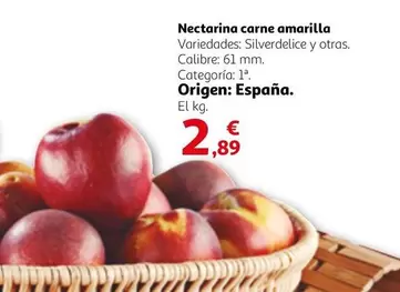 Oferta de Origen - Nectarina Carne Amarilla por 2,89€ en Alcampo