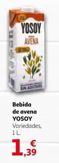 Oferta de YoSoy - Bebida De Avena por 1,39€ en Alcampo