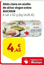 Oferta de Auchan - Atun Claro En Aceite De Oliva Virgen Extra por 4,45€ en Alcampo