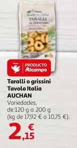 Oferta de Auchan - Taralli O Grissini Tavola Italia por 2,15€ en Alcampo