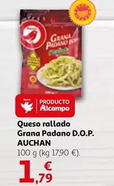 Oferta de Auchan - Queso Rallado Grana Padano D.o.p. por 1,79€ en Alcampo