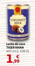 Oferta de Tiger khan - Leche De Coco por 1,99€ en Alcampo