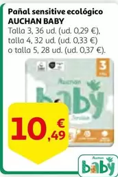 Oferta de Auchan - Pañal Sensitive Ecologico por 10,49€ en Alcampo
