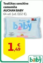 Oferta de Auchan - Toallitas Sensitive Camomila por 1,49€ en Alcampo