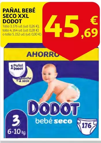 Oferta de Dodot - Pañal Bebé Seco Xxl por 45,69€ en Alcampo