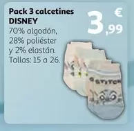 Oferta de Disney - Pack 3 Calcetines por 3,99€ en Alcampo