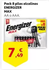 Oferta de Energizer - Pack 8 Pilas Alcalinas Max por 7,49€ en Alcampo