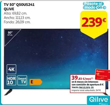 Oferta de Qlive - Tv 50" Q50us241 por 239€ en Alcampo