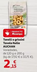 Oferta de Auchan - Taralli O Grissini Tavola Italia por 2,15€ en Alcampo
