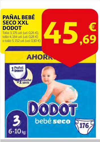 Oferta de Dodot - Pañal Bebé Seco Xxl por 45,69€ en Alcampo