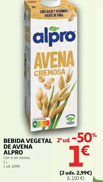 Oferta de Alpro - Bebida Vegetal De Avena por 1,99€ en Alcampo
