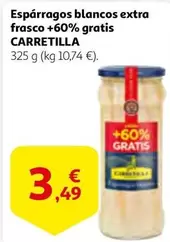 Oferta de Carretilla - Espárragos Blancos Extra Frasco +60% Gratis por 3,49€ en Alcampo