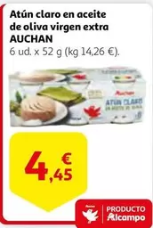 Oferta de Auchan - Atun Claro En Aceite De Oliva Virgen Extra por 4,45€ en Alcampo