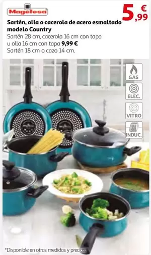 Oferta de Magefesa - Sartén, Olla O Cacerola De Acero Esmaltado Modelo Country por 5,99€ en Alcampo