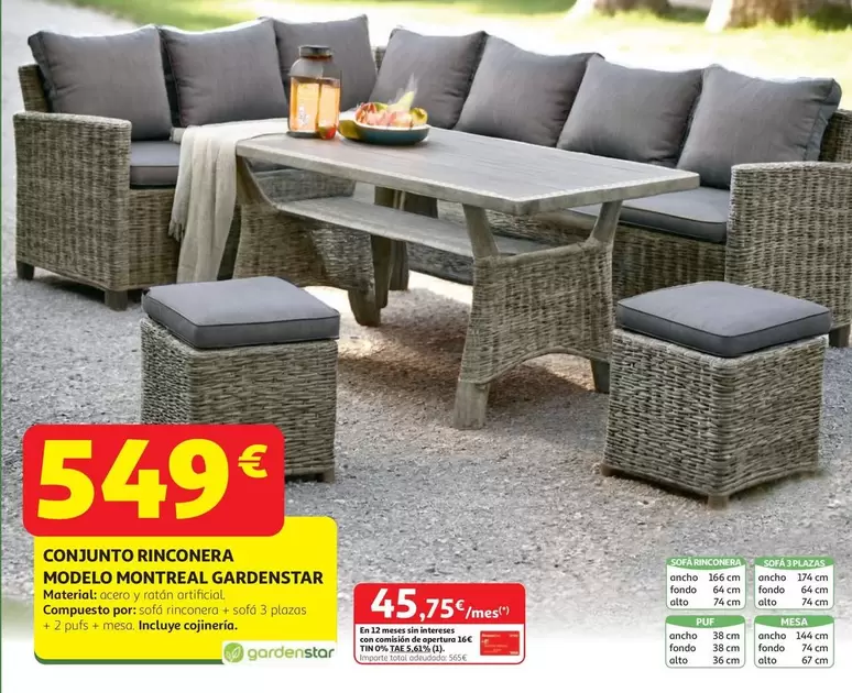 Oferta de Gardenstar - Conjunto Rinconera Modelo Montreal por 549€ en Alcampo