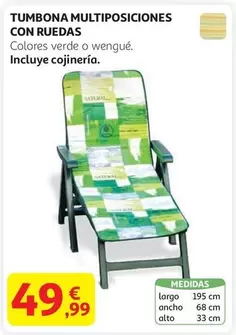 Oferta de Tumbona Multiposiciones Con Ruedas por 49,99€ en Alcampo