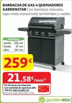 Oferta de Gardenstar - Barbacoa De Gas 4 Quemadores por 259€ en Alcampo