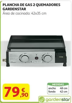 Oferta de Gardenstar - Plancha De Gas 2 Quemadores por 79,9€ en Alcampo