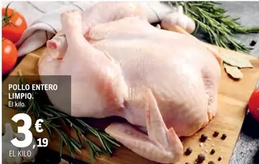 Oferta de Pollo Entero Limpio por 3,19€ en E.Leclerc