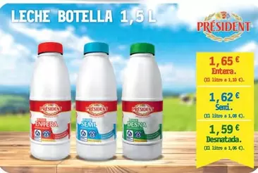 Oferta de Président - Leche Botella por 1,65€ en E.Leclerc