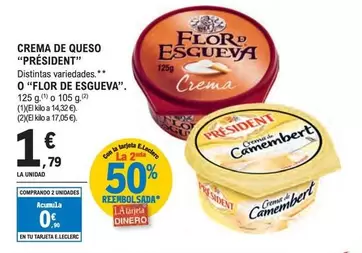 Oferta de Président - Crema De Queso por 1,79€ en E.Leclerc