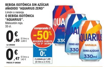 Oferta de Aquarius - Bebida Isotónica Sin Azucar Anadido "Gauarus Zero" O Bebida Isotónica por 0,95€ en E.Leclerc