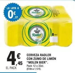 Oferta de Molen bier - Cerveza Radler Con Zumo De Limón por 4,45€ en E.Leclerc