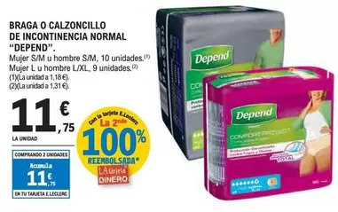 Oferta de Depend - Braga O Calzoncillo De Incontinencia Normal por 11,75€ en E.Leclerc